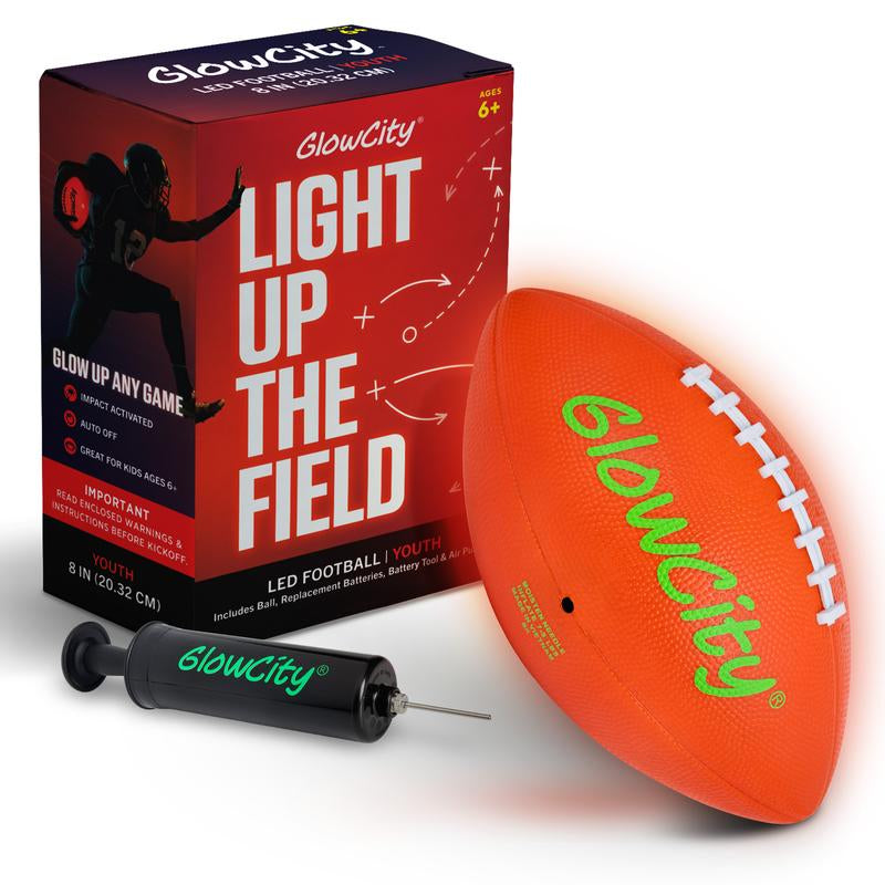 Illuminate Playtime with the Glowcity Glow in the Dark Football - Youth Size LED Football for Kids, Complete with Batteries!